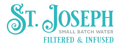 St. Joseph small batch water logo — filtered and infused