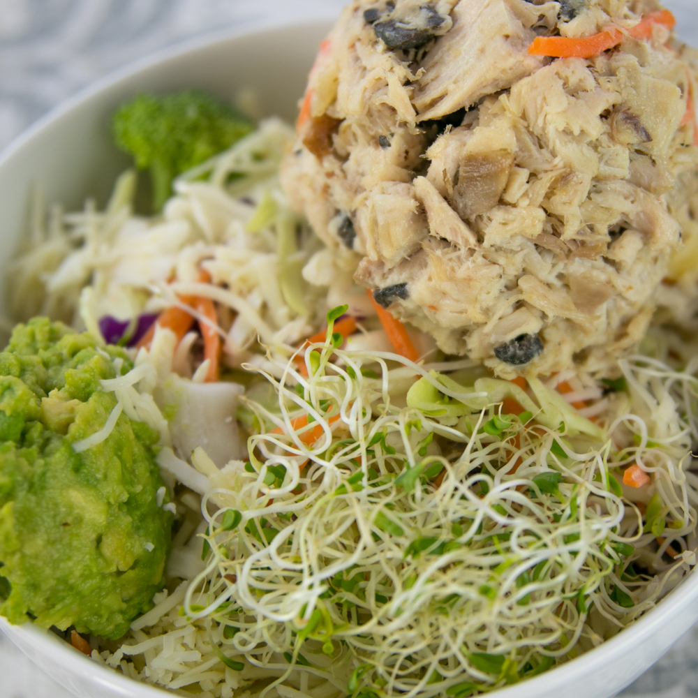 Turkey Salad Salad — a scoop of signature turkey salad over the Super Salad